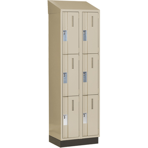 Concorde Heavy-Duty Lockers, 3 -tier, Bank of 2, 24" x 18" x 82", Steel, Beige, Welded (Assembled) Ontario Safety Products