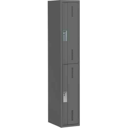 Concorde Heavy-Duty Lockers, 2 -tier, 12" x 18" x 72", Steel, Charcoal, Welded (Assembled) Ontario Safety Products