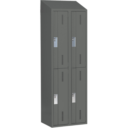 Concorde Heavy-Duty Lockers, 2 -tier, Bank of 2, 24" x 18" x 78", Steel, Charcoal, Welded (Assembled) Ontario Safety Products