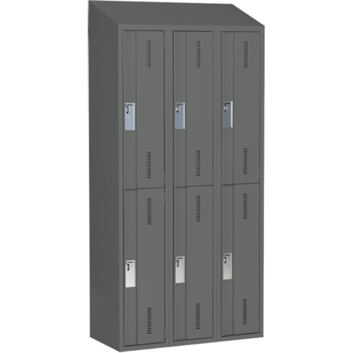 Casiers robustes Concorde, 2 niveaux, Bloc de 3, 36" x 18" x 78", Acier, Charbon, Soud&eacute; (assembl&eacute;) Ontario Safety Products
