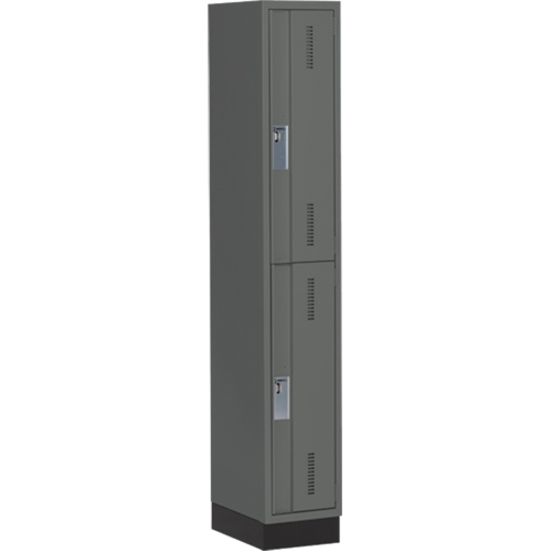 Concorde Heavy-Duty Lockers, 2 -tier, 12" x 18" x 76", Steel, Charcoal, Welded (Assembled) Ontario Safety Products