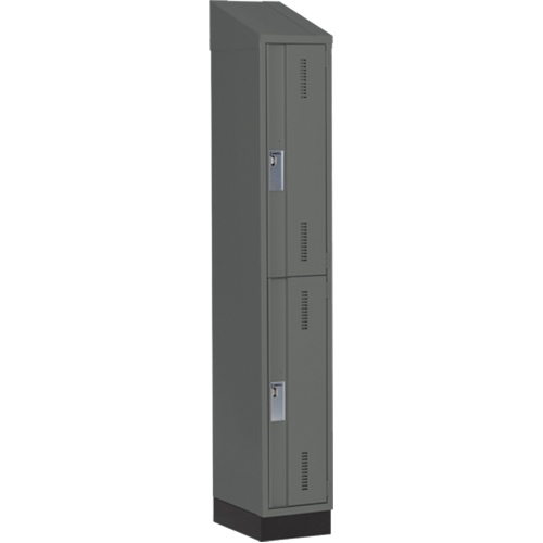 Concorde Heavy-Duty Lockers, 2 -tier, 12" x 18" x 82", Steel, Charcoal, Welded (Assembled) Ontario Safety Products