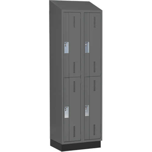 Concorde Heavy-Duty Lockers, 2 -tier, Bank of 2, 24" x 18" x 82", Steel, Charcoal, Welded (Assembled) Ontario Safety Products