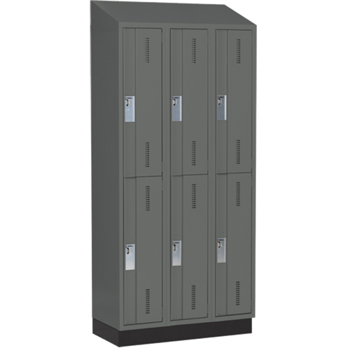 Concorde Heavy-Duty Lockers, 2 -tier, Bank of 3, 36" x 18" x 82", Steel, Charcoal, Welded (Assembled) Ontario Safety Products