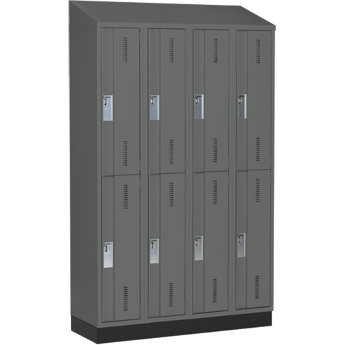 Casiers robustes Concorde, 2 niveaux, Bloc de 4, 48" x 18" x 82", Acier, Charbon, Soud&eacute; (assembl&eacute;) Ontario Safety Products