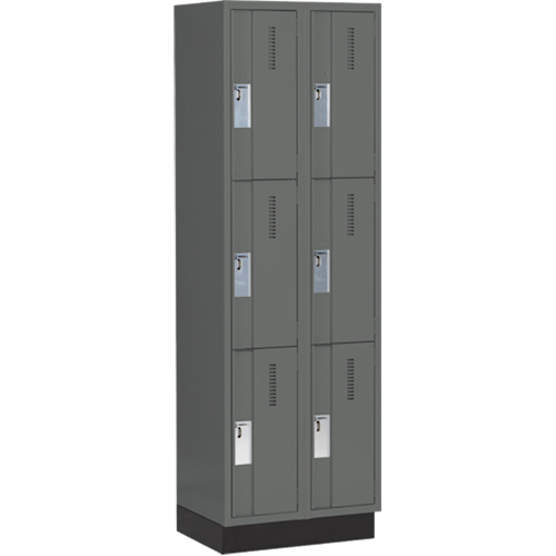 Casiers robustes Concorde, 3 niveaux, Bloc de 2, 24" x 18" x 76", Acier, Charbon, Soud&eacute; (assembl&eacute;) Ontario Safety Products