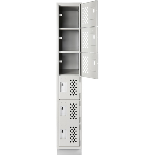 Assembled Lockerettes Clean Line Perforated Economy Lockers, 6 -tier, 18" x 72" x 12", Steel Ontario Safety Products
