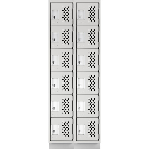 Assembled Lockerettes Clean Line Perforated Economy Lockers, 6 -tier, Bank of 2, 18" x 72" x 12", Steel Ontario Safety Products