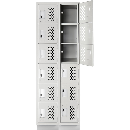 Assembled Lockerettes Clean Line Perforated Economy Lockers, 6 -tier, Bank of 2, 18" x 72" x 12", Steel Ontario Safety Products