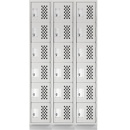 Assembled Lockerettes Clean Line Perforated Economy Lockers, 6 -tier, Bank of 3, 18" x 72" x 12", Steel Ontario Safety Products