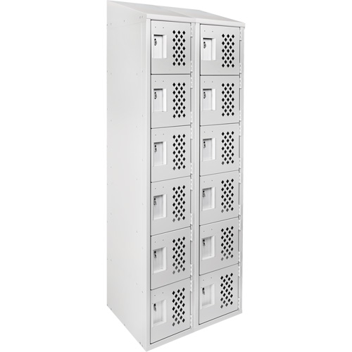 Assembled Lockerettes Clean Line Perforated Economy Lockers, 6 -tier, Bank of 2, 18" x 72" x 12", Steel Ontario Safety Products