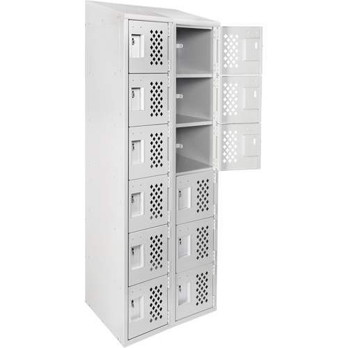 Assembled Lockerettes Clean Line Perforated Economy Lockers, 6 -tier, Bank of 2, 18" x 72" x 12", Steel Ontario Safety Products