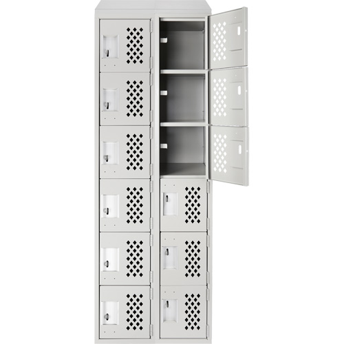 Assembled Lockerettes Clean Line Perforated Economy Lockers, 6 -tier, Bank of 2, 18" x 72" x 12", Steel Ontario Safety Products