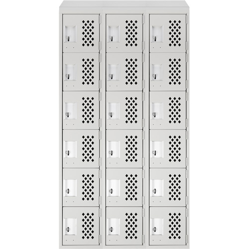 Assembled Lockerettes Clean Line Perforated Economy Lockers, 6 -tier, Bank of 3, 18" x 72" x 12", Steel Ontario Safety Products