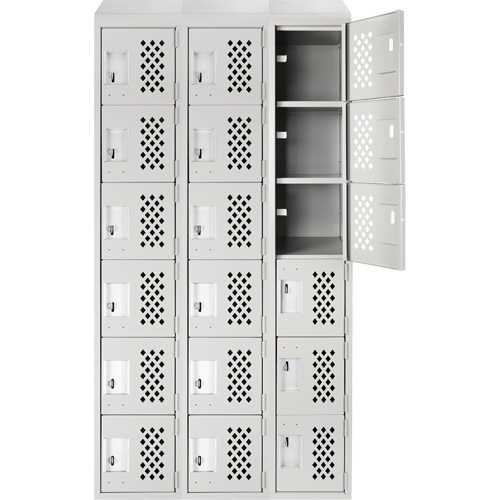 Assembled Lockerettes Clean Line Perforated Economy Lockers, 6 -tier, Bank of 3, 18" x 72" x 12", Steel Ontario Safety Products