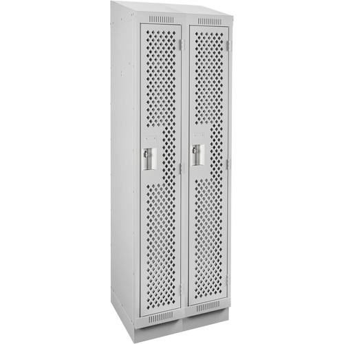 Clean Line Lockers, Bank of 2, 24" x 12" x 82", Steel, Grey, Rivet (Assembled), Perforated Ontario Safety Products