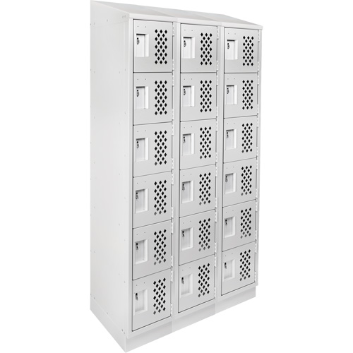 Assembled Lockerettes Clean Line Perforated Economy Lockers, 6 -tier, Bank of 3, 18" x 72" x 12", Steel Ontario Safety Products