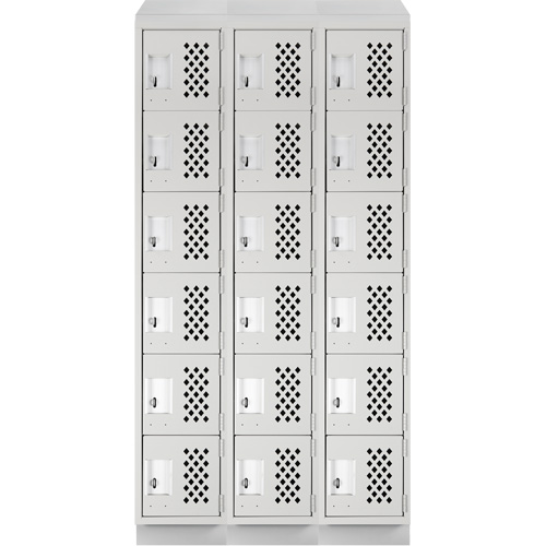 Assembled Lockerettes Clean Line Perforated Economy Lockers, 6 -tier, Bank of 3, 18" x 72" x 12", Steel Ontario Safety Products