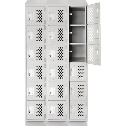 Assembled Lockerettes Clean Line Perforated Economy Lockers, 6 -tier, Bank of 3, 18" x 72" x 12", Steel Ontario Safety Products