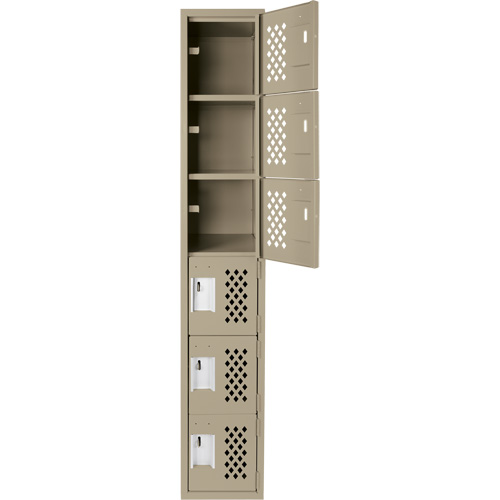 Assembled Lockerettes Clean Line Perforated Economy Lockers, 6 -tier, 18" x 72" x 12", Steel Ontario Safety Products
