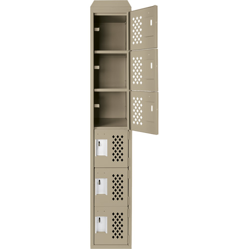 Assembled Lockerettes Clean Line Perforated Economy Lockers, 6 -tier, 18" x 72" x 12", Steel Ontario Safety Products