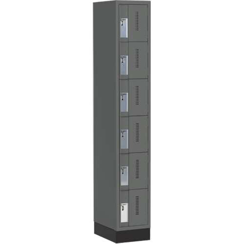 Concorde Heavy-Duty Lockers, 6 -tier, 12" x 18" x 76", Steel, Charcoal, Welded (Assembled) Ontario Safety Products