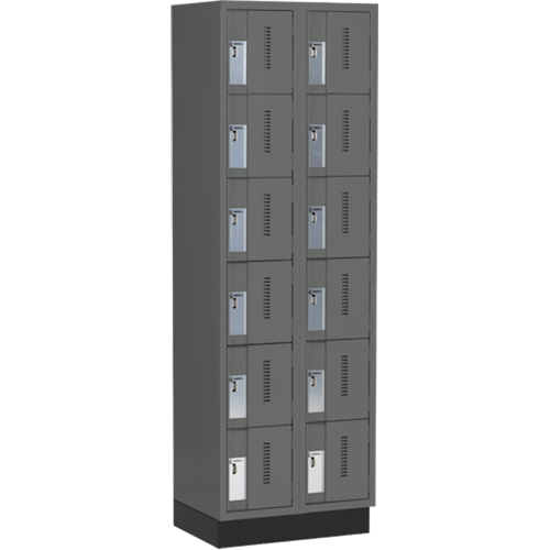 Concorde Heavy-Duty Lockers, 6 -tier, Bank of 2, 24" x 18" x 76", Steel, Charcoal, Welded (Assembled) Ontario Safety Products