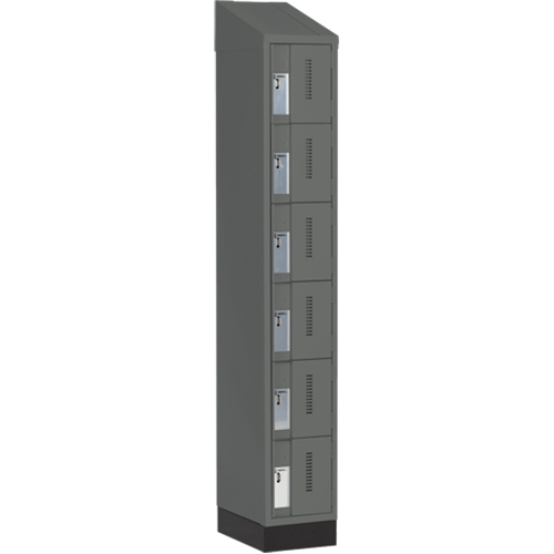 Concorde Heavy-Duty Lockers, 6 -tier, 12" x 18" x 82", Steel, Charcoal, Welded (Assembled) Ontario Safety Products