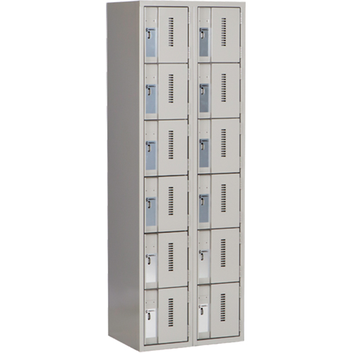 Concorde Heavy-Duty Lockers, 6 -tier, Bank of 2, 24" x 18" x 72", Steel, Grey, Welded (Assembled) Ontario Safety Products