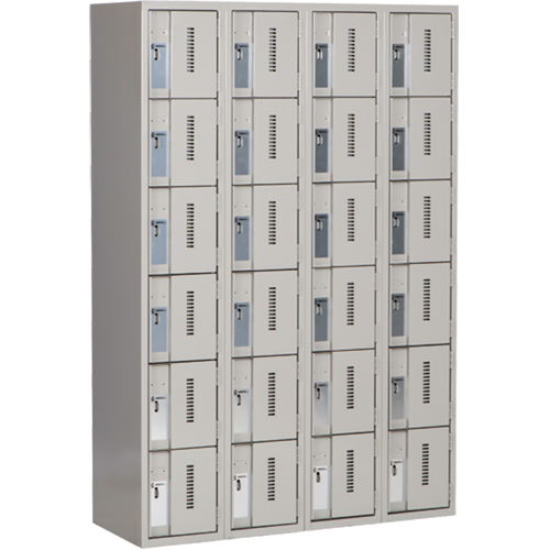 Concorde Heavy-Duty Lockers, 6 -tier, Bank of 4, 48" x 18" x 72", Steel, Grey, Welded (Assembled) Ontario Safety Products