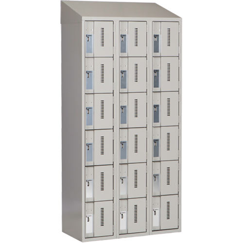 Concorde Heavy-Duty Lockers, 6 -tier, Bank of 3, 36" x 18" x 78", Steel, Grey, Welded (Assembled) Ontario Safety Products