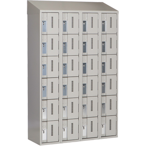 Concorde Heavy-Duty Lockers, 6 -tier, Bank of 4, 48" x 18" x 78", Steel, Grey, Welded (Assembled) Ontario Safety Products