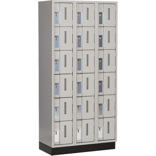 Concorde Heavy-Duty Lockers, 6 -tier, Bank of 3, 36" x 18" x 76", Steel, Grey, Welded (Assembled) Ontario Safety Products