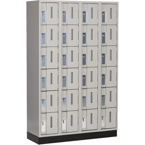 Concorde Heavy-Duty Lockers, 6 -tier, Bank of 4, 48" x 18" x 76", Steel, Grey, Welded (Assembled) Ontario Safety Products