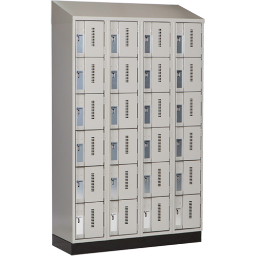 Concorde Heavy-Duty Lockers, 6 -tier, Bank of 4, 48" x 18" x 82", Steel, Grey, Welded (Assembled) Ontario Safety Products