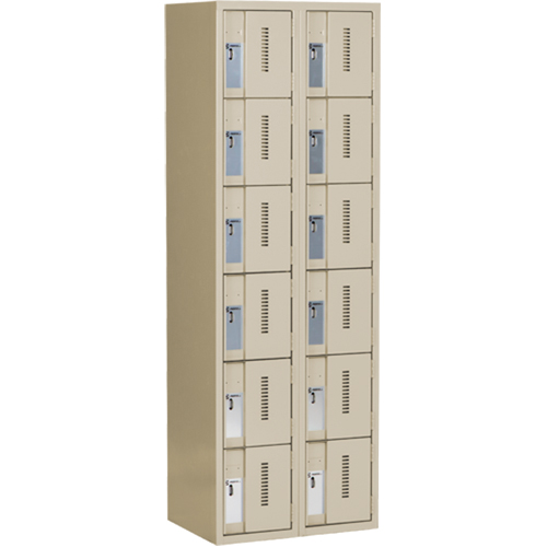 Concorde Heavy-Duty Lockers, 6 -tier, Bank of 2, 24" x 18" x 72", Steel, Beige, Welded (Assembled) Ontario Safety Products