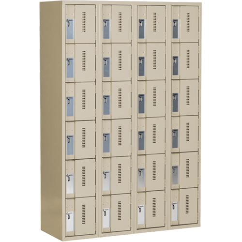 Concorde Heavy-Duty Lockers, 6 -tier, Bank of 4, 48" x 18" x 72", Steel, Beige, Welded (Assembled) Ontario Safety Products