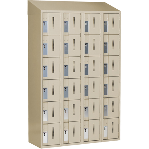 Concorde Heavy-Duty Lockers, 6 -tier, Bank of 4, 48" x 18" x 78", Steel, Beige, Welded (Assembled) Ontario Safety Products
