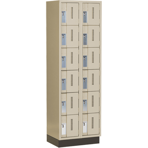 Concorde Heavy-Duty Lockers, 6 -tier, Bank of 2, 24" x 18" x 76", Steel, Beige, Welded (Assembled) Ontario Safety Products