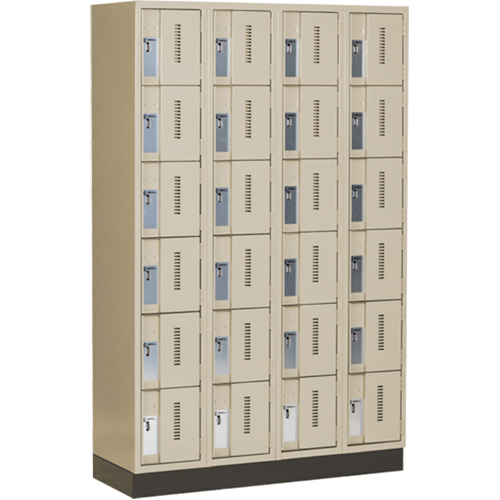 Concorde Heavy-Duty Lockers, 6 -tier, Bank of 4, 48" x 18" x 76", Steel, Beige, Welded (Assembled) Ontario Safety Products