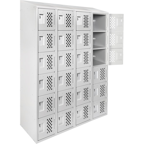 Assembled Clean Line Perforated Economy Lockers, 6 -tier, Bank of 4, 18" x 72" x 12", Steel Ontario Safety Products