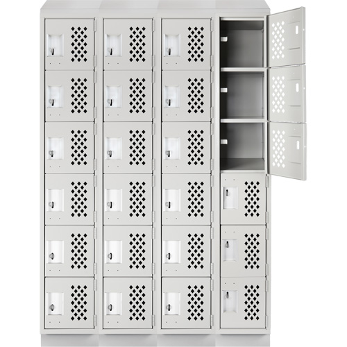Assembled Clean Line Perforated Economy Lockers, 6 -tier, Bank of 4, 18" x 72" x 12", Steel Ontario Safety Products