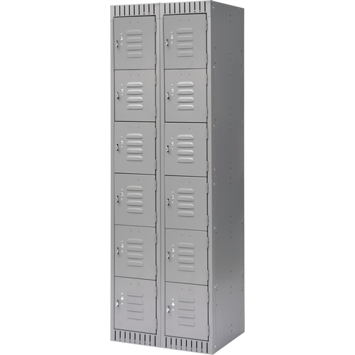 Casiers, 6 niveaux, Bloc de 2, 24" x 18" x 72", Acier, Gris, D&eacute;mont&eacute; Ontario Safety Products