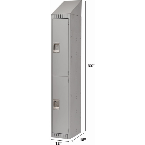 Lockers, 2 -tier, 12" x 18" x 82", Steel, Grey, Knocked Down Ontario Safety Products