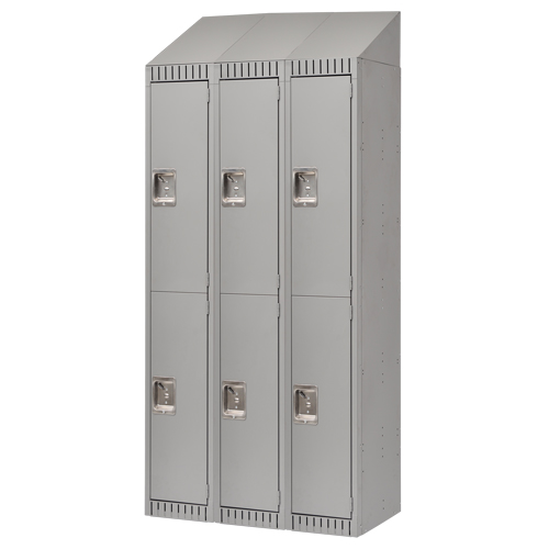 Casiers, 2 niveaux, Bloc de 3, 36" x 18" x 82", Acier, Gris, D&eacute;mont&eacute; Ontario Safety Products