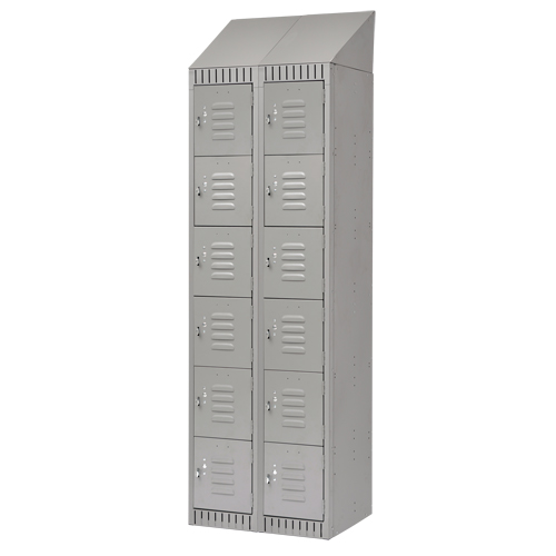Casiers, 6 niveaux, Bloc de 2, 24" x 18" x 82", Acier, Gris, D&eacute;mont&eacute; Ontario Safety Products