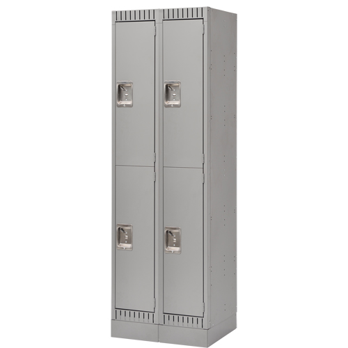 Casiers, 2 niveaux, Bloc de 2, 24" x 18" x 76", Acier, Gris, D&eacute;mont&eacute; Ontario Safety Products