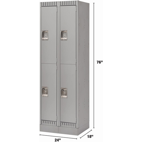 Casiers, 2 niveaux, Bloc de 2, 24" x 18" x 76", Acier, Gris, D&eacute;mont&eacute; Ontario Safety Products