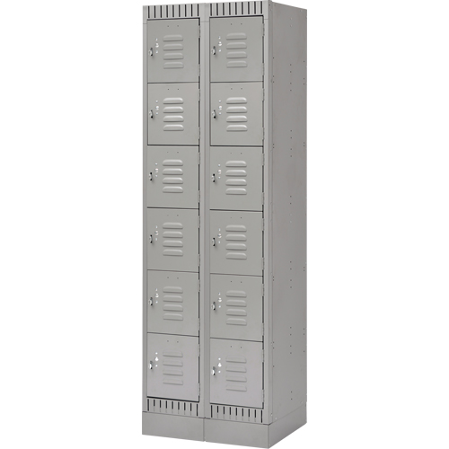 Casiers, 6 niveaux, Bloc de 2, 24" x 18" x 76", Acier, Gris, D&eacute;mont&eacute; Ontario Safety Products
