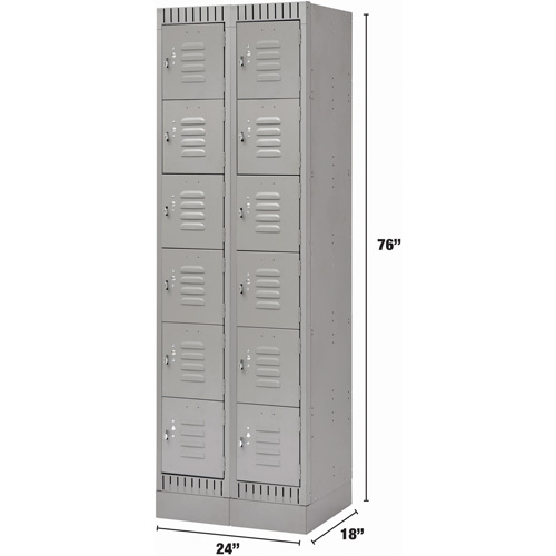Casiers, 6 niveaux, Bloc de 2, 24" x 18" x 76", Acier, Gris, D&eacute;mont&eacute; Ontario Safety Products